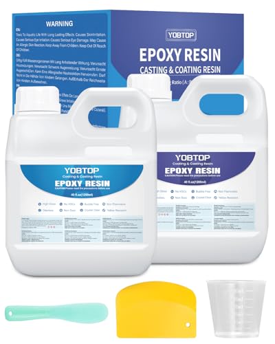 YOBTOP Epoxidharz Set, 2370ml/80oz Epoxidharz mit Härter Glasklar Gießharz Nicht Giftig Geruchsarm Blasenfrei Resin Gießharz für DIY Kunst, Schmuck, Untersetzer, Tischplatten, Holz, Anfänger 1:1 YOBTOP Epoxidharz Set, 2370ml/80oz Epoxidharz mit Härter Glasklar Gießharz Nicht Giftig Geruchsarm Blasenfrei Resin Gießharz für DIY Kunst, Schmuck, Untersetzer, Tischplatten, Holz, Anfänger 1:1 von YOBTOP