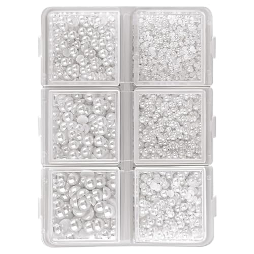 YOCDNOV 1 Box weiße halbrunde Perlen – Perlen mit Flacher Rückseite zum Basteln, kleine lose Perlen für selbstgemachte Halsketten, Armbänder,Hochzeitskleider, Nagelkunstherstellung (1,5/2/3/4/5/6 mm) YOCDNOV 1 Box weiße halbrunde Perlen – Perlen mit Flacher Rückseite zum Basteln, kleine lose Perlen für selbstgemachte Halsketten, Armbänder,Hochzeitskleider, Nagelkunstherstellung (1,5/2/3/4/5/6 mm) von YOCDNOV