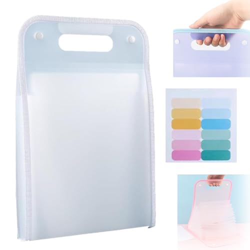 Extended Waterproof Folder, Vertical A4 File Organizer with Handle, Binder Pocket Organizer Folders, Multi-Layer Waterproof Document Pouch Large Capacity, Portable File Storage Bag (White) von YODAOLI