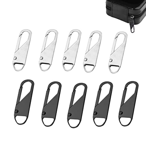 YODAOLI Zipper Pull Replacements Repair Kit, Detachable Zipper Pull Tabs, Zipper Tab Replacement for Suitcases Luggage Jacket Backpacks Wallet Coat Purse (Silver+Gun-Black,10Pcs) von YODAOLI