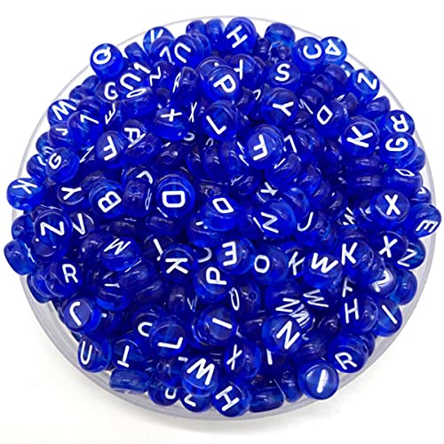 100pcs 7mm Buchstaben Perlen Bunte Mischung Ovale Form 26 Alphabet Charms DIY Perlen Für Armband Halskette Schmuck Machen-Blau von YOENYSDFLI