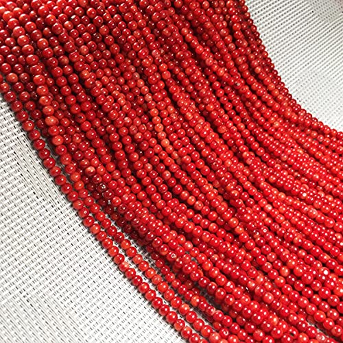 Runde Rote Koralle Perlen Naturstein Korallen Charme Lose Perlen Isolationsperlen Für Schmuck Machen Armband DIY Halskette 2 3 4 5 6mm-2mm von YOENYSDFLI