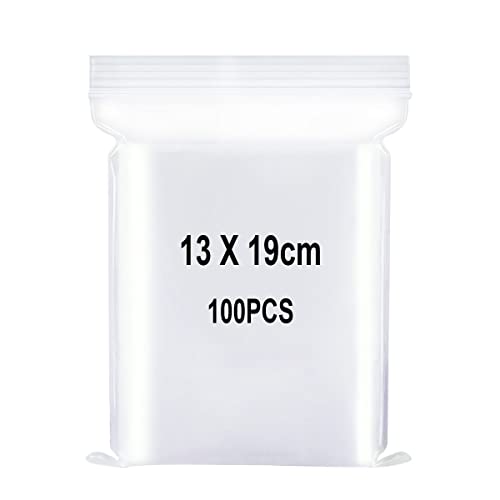 Druckverschlussbeutel, Verschließbare Plastiktüten, Zip Beutel Groß, Wiederverschließbare Plastikbeutel, Anwendbar Küchenaufbewahrung, Aufbewahrung von Büromaterial usw. 13x19cm 100Stück von YOFADCI