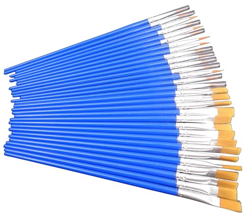 30 flache Pinsel (15 flache und 15 runde Pinsel) – kleines Künstlerpinsel-Set für detaillierte Mal- und Bastelarbeiten von YOFAN