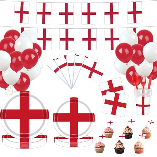 YOFANUP England Party Pack, England Fußball Rugby Dekorationen 200 Stück für Frauen Euro 2025 und Frauen Rugby World Cup 2025, wiederverwendbar, ideal für Garten, Bar, Restaurant, Zuhause, Schulparty YOFANUP England Party Pack, England Fußball Rugby Dekorationen 200 Stück für Frauen Euro 2025 und Frauen Rugby World Cup 2025, wiederverwendbar, ideal für Garten, Bar, Restaurant, Zuhause, Schulparty von YOFANUP