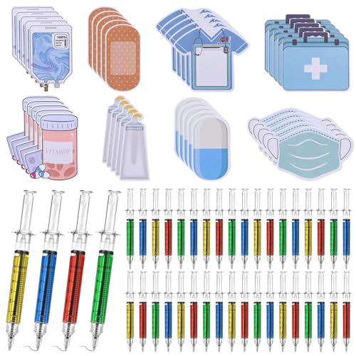 YOFAPA 280-teiliges Spritzenstift-Set, bestehend aus 40 einziehbaren Fun Nurse-Stiften und 240 selbstklebenden Haftnotizen für Krankenschwestern, einzigartiges Geschenk für Krankenschwestern YOFAPA 280-teiliges Spritzenstift-Set, bestehend aus 40 einziehbaren Fun Nurse-Stiften und 240 selbstklebenden Haftnotizen für Krankenschwestern, einzigartiges Geschenk für Krankenschwestern von YOFAPA