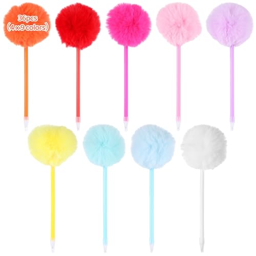 YOFAPA 36 Pcs Pompom Ballpoint Pens, 36 Stück Pompon Kugelschreibe Mit Plüschr, Stoffkugelschreiber, Flauschige Kugelschreiber, Bunte Marlon Polos, Geschenke füR Meine Büromitarbeiterin, 9 Farben YOFAPA 36 Pcs Pompom Ballpoint Pens, 36 Stück Pompon Kugelschreibe Mit Plüschr, Stoffkugelschreiber, Flauschige Kugelschreiber, Bunte Marlon Polos, Geschenke füR Meine Büromitarbeiterin, 9 Farben von YOFAPA