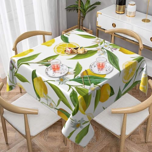 Gemusterte exotische Zitronenbaumzweige, lecker, köstlich, quadratische Tischdecke, 139,7 x 139,7 cm, wasserdicht, staubdicht Gemusterte exotische Zitronenbaumzweige, lecker, köstlich, quadratische Tischdecke, 139,7 x 139,7 cm, wasserdicht, staubdicht von YOFIEN