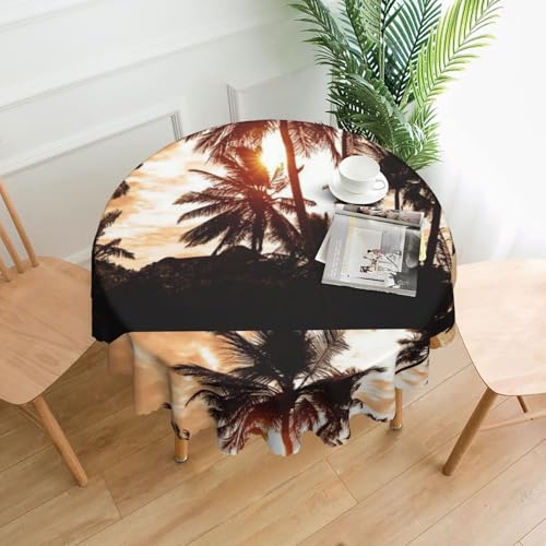 Palm Tree Shore Caribbean Mist, runde Tischdecke 890 Zoll, Flecken- und knitterresistent, waschbare Tischdecke aus Polyester Palm Tree Shore Caribbean Mist, runde Tischdecke 890 Zoll, Flecken- und knitterresistent, waschbare Tischdecke aus Polyester von YOFIEN