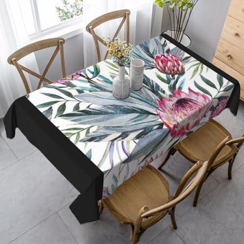 Protea-Muster, rechteckige Tischdecke, 89 x 149 cm, wasserdicht, staubdicht von YOFIEN
