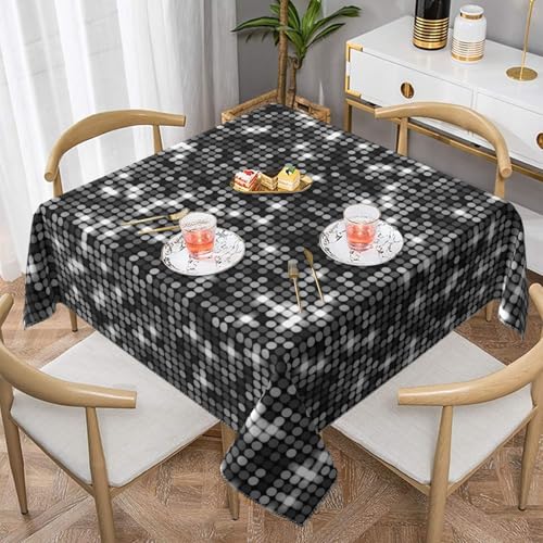 Schwarze, Silberne Pailletten, funkelndes, Elegantes Muster, quadratische Tischdecke, 139,7 x 139,7 cm, wasserdichte, staubdichte Tischdecke Schwarze, Silberne Pailletten, funkelndes, Elegantes Muster, quadratische Tischdecke, 139,7 x 139,7 cm, wasserdichte, staubdichte Tischdecke von YOFIEN