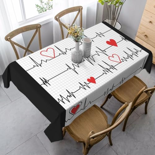 Tischdecke mit EKG-Streifen für Krankenschwestern, rechteckig, 89,9 x 149,7 cm, wasserdicht, staubdicht Tischdecke mit EKG-Streifen für Krankenschwestern, rechteckig, 89,9 x 149,7 cm, wasserdicht, staubdicht von YOFIEN
