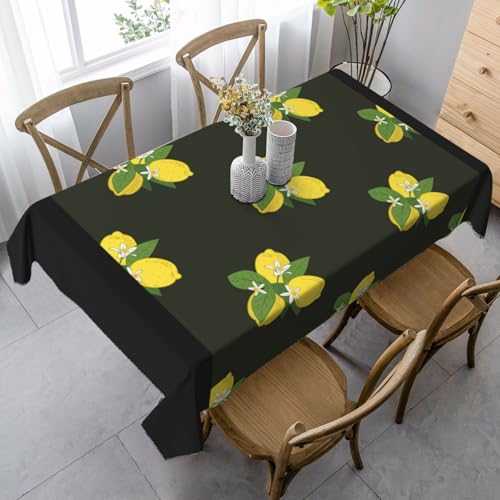 Tischdecke mit Zitrone und Zweig und Lilienstrauß, Schwarz, 88,9 x 139,7 cm, rechteckig, wasserdicht und staubdicht Tischdecke mit Zitrone und Zweig und Lilienstrauß, Schwarz, 88,9 x 139,7 cm, rechteckig, wasserdicht und staubdicht von YOFIEN