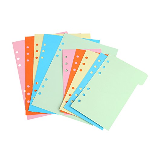 YOFO 5 x A5, A6 Register, Einsteckbare Register, Seiten, Karten, farbige Hefter mit 6 Löchern, Ordnungskarten für Filofax-Notizbuch / Reisetagebuch / Planer von YOFO