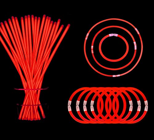 YOFOBU Rote Leuchtstäbe, Leuchtarmband, leuchtende Halsketten mit Steckern, 50 Stück, 20,3 cm, Neon-Partyzubehör für Weihnachten, Neujahr, 4. Juli, Valentinstag, Hochzeit, Geburtstag, Karneval von YOFOBU