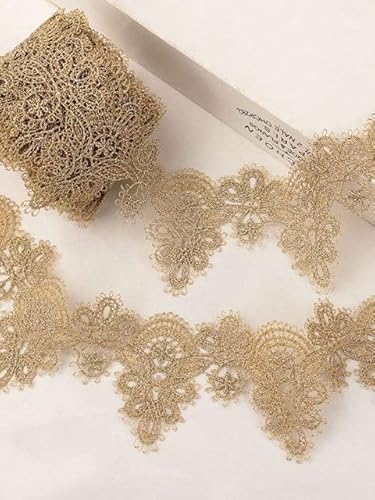 1 Yard Gold Spitzenstoff Band Metaillic Stickerei Spitze zum Nähen, Kuchenfransen, Hochzeit Brautkleid 5,5 cm breit-Gold, 1 Yard 1 Yard Gold Spitzenstoff Band Metaillic Stickerei Spitze zum Nähen, Kuchenfransen, Hochzeit Brautkleid 5,5 cm breit-Gold, 1 Yard von YOGAES