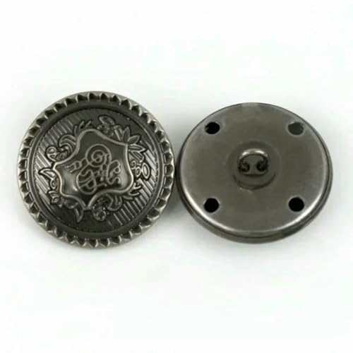 10/50 Stück 15–25 mm Retro-Metall-Ösenknöpfe für Kleidung, Mantel, Tasche, Dekoration, Knopf, Hemd, Jeans, Schnalle, DIY-Nähzubehör, B3-15-GunBlack-18 mm, 50 Stück von YOGAES