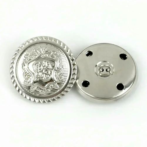 10/50 Stück 15–25 mm Retro-Metall-Ösenknöpfe für Kleidung, Mantel, Tasche, Dekoration, Knopf, Hemd, Jeans, Schnalle, DIY-Nähzubehör, B3-15-Silber-23,0 mm, 50 Stück von YOGAES