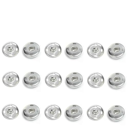 10/50Set 10–21 mm Metall-Aufnähknöpfe, schwarz/silberfarben, DIY-Nähen, Kleidung, Druckknöpfe, Basteln, Druckknöpfe, Knopf-Silber, 10 mm, 50er-Set von YOGAES