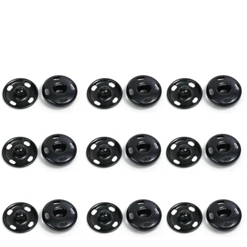 10–50 Sets Druckknöpfe zum Aufnähen, Metall, Druckknöpfe zum Aufnähen, 10 mm und 21 mm, Schwarz, Silber und Gold, Schwarz, 21 mm, 50er-Set 10–50 Sets Druckknöpfe zum Aufnähen, Metall, Druckknöpfe zum Aufnähen, 10 mm und 21 mm, Schwarz, Silber und Gold, Schwarz, 21 mm, 50er-Set von YOGAES