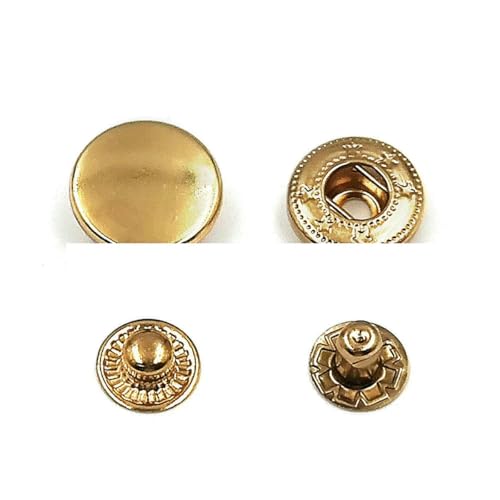 10 Sets 201/203/831/633/655 Druckknöpfe Metalldruckknöpfe Druckknöpfe zum Nähen von Kleidung Kleidersäcken Schuhen Lederhandwerk-Gold A-17mm von YOGAES