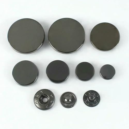 10 Sets Metall-Druckknöpfe für Taschen, Mäntel, 10–25 mm, Verschlüsse, Druckknopf, Kleidungsdekor, goldene Schnallen, DIY-Nähzubehör, GunBlack, 20 mm von YOGAES