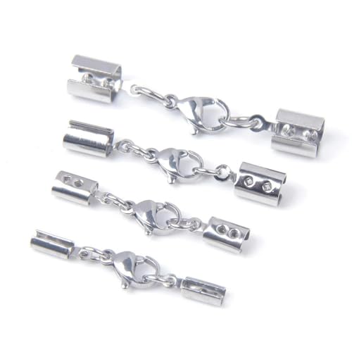 10 Stück/Los Edelstahl Lederschnüre Karabinerverschlüsse Haken Verbinder Lederseil Armband Halskette machen DIY Schmuckherstellung-QT-9019-Passend für-5-6mm Kordel von YOGAES