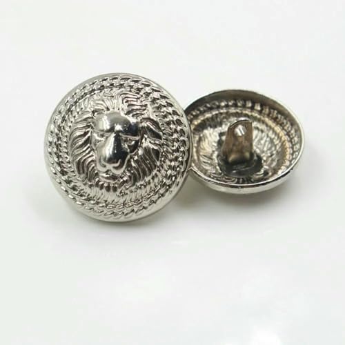 10 Stück/Lot Durchmesser 15/18/22/25 mm, Gold- und Silberfarbe, Metallknöpfe im Löwenstil, Bekleidungszubehör DIY-Materialien, LL-033-25mm_a von YOGAES