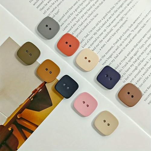10 Stück 20 mm quadratische Harzknöpfe, einfarbige Knöpfe mit zwei Löchern, für Oberbekleidung, Anzüge usw. - Mix - 10 Stück von YOGAES