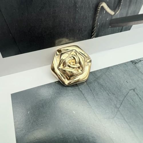 10 Stück Retro-Rosen-Metallknöpfe für Damenbekleidung, Nähzubehör, Gold-Silber, dekorative Knöpfe, 10 Stück, Gold, 18 mm von YOGAES