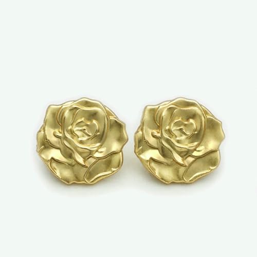 10 Stück elegante 3D-Rosen-Metallknöpfe 17,5/22,5 mm für Vintage-Pullover, Mäntel und DIY-Mode (Gold/Silber) Nähzubehör-Gold-17,5 mm-0,69 Zoll-10 Stück von YOGAES