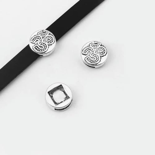 10 Stück tibetische Silberlegierung, runde Schieber-Abstandsperlen für 10–13 mm flaches Lederband, DIY-Armband, Halskette, Schmuckherstellung, 8 von YOGAES