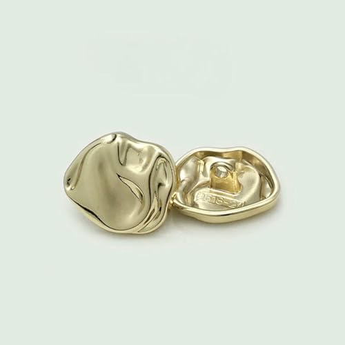 10 Stück unregelmäßig geformte Knöpfe, schöne gold-/silberfarbene Metallknöpfe mit Schaft, Nähzubehör für Kleidung, Gold, 20 mm von YOGAES