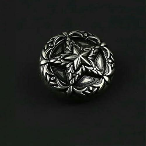 10 Vintage-Metallknöpfe mit Sternmotiv zum Nähen/für Mäntel/Jacken, 18 mm und 23,0 mm, Silber, dekorative runde Knöpfe mit Sternenlicht-Design, Antik-Silber, 23,0 mm, 0,91 von YOGAES