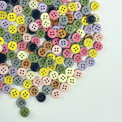 100 Stück 10 mm gemischte dekorative Holzknöpfe zum Nähen von Kleidung, Scrapbooking, Basteln, Heimdekoration-100 Stück-Mix-100 Stück von YOGAES