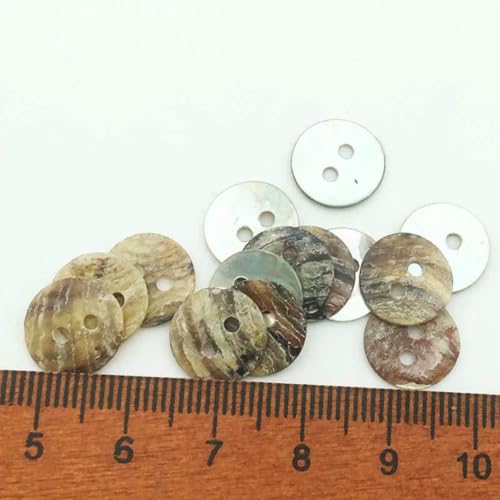 100 Stück 11/15/18/20 mm natürliche Muschel-Nähknöpfe, Farbe Perlmutt, runde Muschel, 2-Loch-Knopf, Nähzubehör, 11 mm von YOGAES