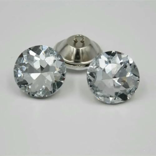 100 Stück Kristall-Strassknöpfe mit Diamanten für Kleidung, rund, zum Nähen, Sofa, Basteln, Heimdekoration, 18 mm, 20 mm, 25 mm, 30 mm, transparent, 20 mm von YOGAES