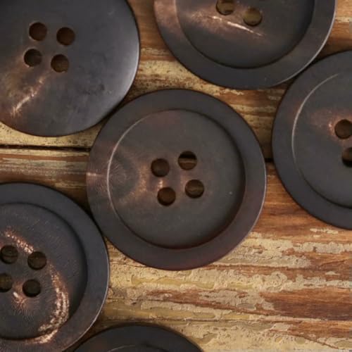 12 Stück breite, mattschwarze, dunkelbraune Hornknöpfe, hergestellt in Italien, 4-Loch-Nähzubehör, Knopfset zum Nähen, Dunkelbraun, 15 mm (12 Stück) von YOGAES