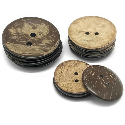 13–28 mm 2 Löcher, natürlicher, umweltfreundlicher Kokosnussschalen-Holzknopf für Kleidung, DIY, Kinder, Scrapbook, dekoratives Nähzubehör, 13,0 mm, 50 Stück von YOGAES