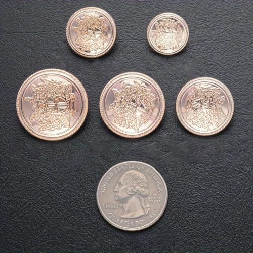 15 Stück Metallknöpfe mit Kronenmuster, Vintage, britischer College-Stil, Anzüge, handgenäht, Mantel, Kleidung, goldene Knöpfe und Abzeichen, Roségold, 23,0 mm von YOGAES