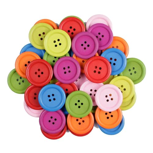 15 mm/20 mm/25 mm 4-Loch-Holzknöpfe in Naturfarbe zum Basteln, rund, zum Nähen, für Sammelalben, DIY, Heimdekoration, Zubehör, gemischte Farbe, 15 mm, 50 Stück von YOGAES