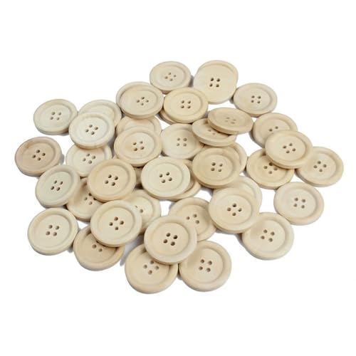 15 mm/20 mm/25 mm 4-Loch-Holzknöpfe in Naturfarbe zum Basteln, rund, zum Nähen, für Sammelalben, DIY-Heimdekoration, Zubehör, Naturfarbe, 30 mm, 30 Stück von YOGAES
