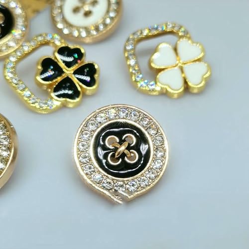 17,5/20/23,0 mm Großhandel Mode Strass Knöpfe der Kleidung Luxus Herz Dekor Knopf für Frauen Handarbeiten Nähen-D3188 schwarz-20mm 6 Stück von YOGAES