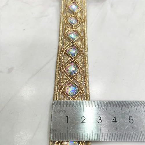 2,5/4,5 cm Breite, bunte Pailletten, Goldfaden, Spitze, 3D-gesticktes Gurtband, weiße Nähspitze für Hochzeit, Handarbeit, Kleid, 2,5 cm, Weißgold, 1 von YOGAES