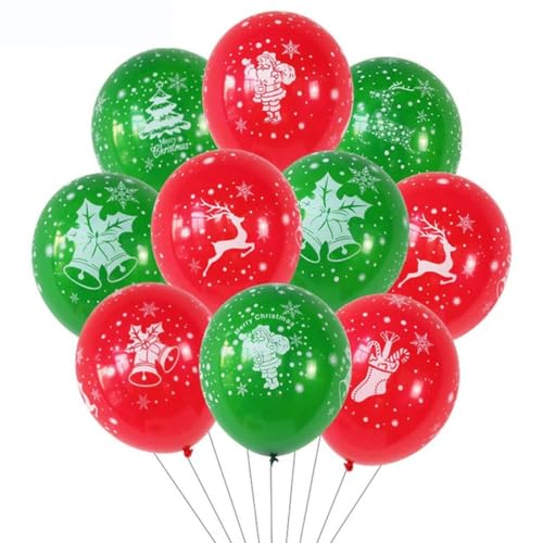 20/10 Stück Frohe Weihnachten Latexballons Weihnachtsmann Schneeflocken Weihnachtsthema Aufblasbarer Ballon Weihnachten Neujahr Party Dekoration-Gemischt-B(10 Zoll)-10 Stück von YOGAES