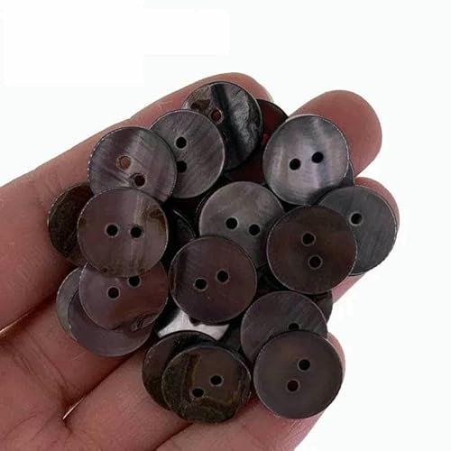 20/40 5/8" Schwarze Perlmuttknöpfe Naturmuschelknopf zum Nähen von Kleidung schwarz schillernd Accessoire 15mm-40Stk von YOGAES