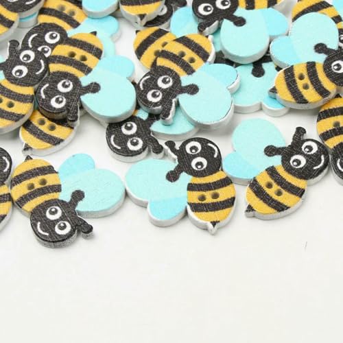 20 Stück süße Bienen-2-Loch-Knöpfe, Tier-Holzknöpfe für Nähzubehör, Kleidung, Handarbeiten, Sammelalbum, Dekoration, Basteln, 20 x 22 mm von YOGAES