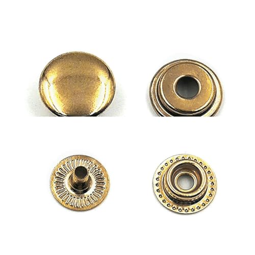 25 Sets 201/203 Metall-Druckknöpfe, Druckknöpfe, 4 Installationswerkzeuge für Kleidung, Kleidersäcke, Schuhe, Lederhandwerk, Gold, 17 mm (201) von YOGAES