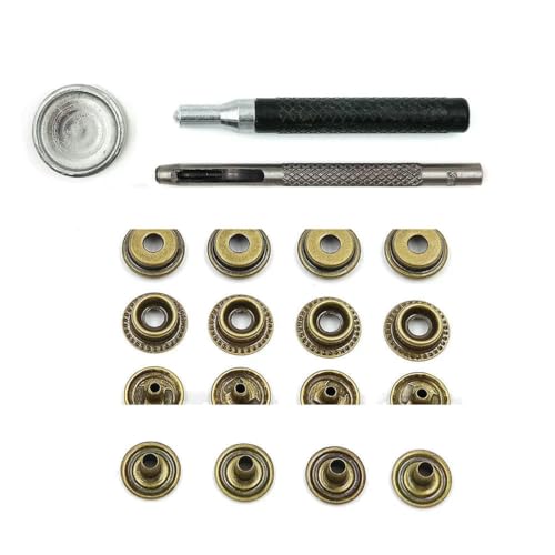 25 Sets 201/203 Metall-Druckknöpfe, Druckknöpfe, 4 Installationswerkzeuge für Kleidung, Kleidersäcke, Schuhe, Lederhandwerk, Kupfer, mit Werkzeug B-15 mm (201) von YOGAES