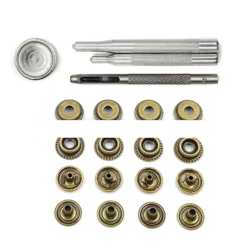 25 Sets 201/203 Metall-Druckknöpfe, Druckknöpfe, 4 Installationswerkzeuge für Kleidung, Kleidersäcke, Schuhe, Lederhandwerk, Kupfer mit Werkzeug, 17 mm (201) von YOGAES